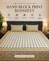 100% Cotton Hand Block Print Bedsheet with 2 Pillow Covers | Soft & Skin-Friendly Floral Double Bed Sheet
