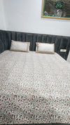 100% Cotton Hand Block Print Bedsheet with 2 Pillow Covers | Premium Brown Floral Double Bed Sheet | Soft & Skin-Friendly
