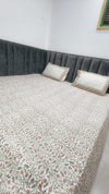 100% Cotton Hand Block Print Bedsheet with 2 Pillow Covers | Premium Brown Floral Double Bed Sheet | Soft & Skin-Friendly