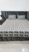 100% Cotton Hand Block Print Bedsheet with 2 Pillow Covers | Premium Floral Double Bed Sheet | Soft & Skin-Friendly