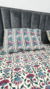 100% Cotton Hand Block Print Bedsheet with 2 Pillow Covers | Premium Floral Double Bed Sheet | Soft & Skin-Friendly