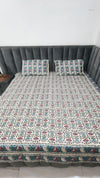 100% Cotton Hand Block Print Bedsheet with 2 Pillow Covers | Premium Floral Double Bed Sheet | Soft & Skin-Friendly