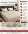 100% Cotton Hand Block Print Bedsheet with 2 Pillow Covers | Premium Brown Floral Double Bed Sheet | Soft & Skin-Friendly